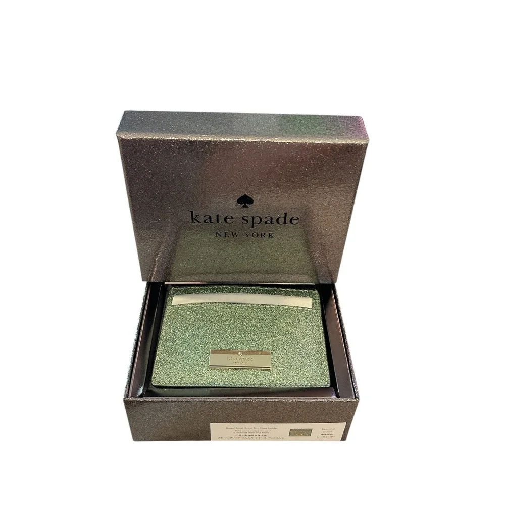 Kate Spade Kenzie‎ Glitter Mixed MaterialsBoxed Small Slim Card Holder NWT NIB